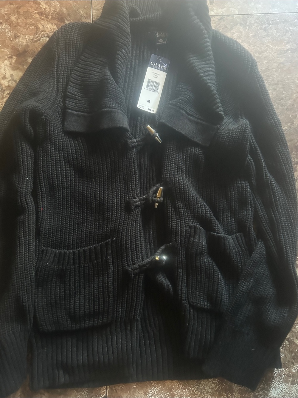 Chaps Women's Black Ribbed Toggle Cardigan